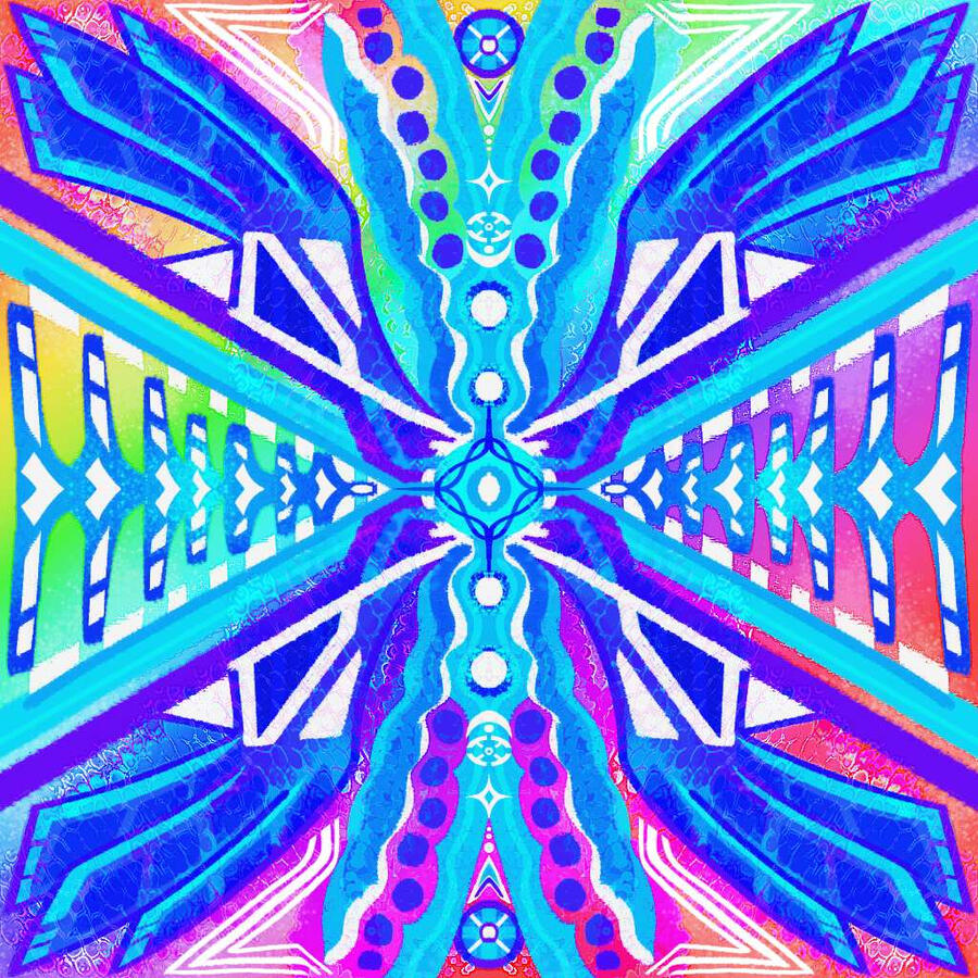 An oddly familiar, prismatic blue vision.